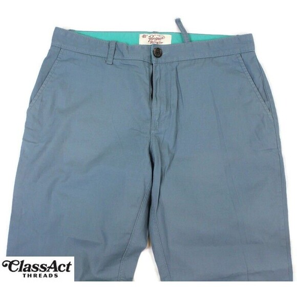 Penguin Pants Mens Blue Cotton Flat Fronts Tag Sz 32X34 ( 32"X28") - Picture 7 of 9